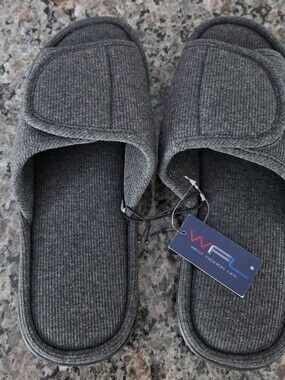WFL West Fashion Life Gray Ribbed Slide Slippers
